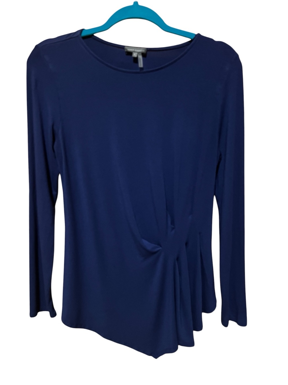 Vince Camuto Navy Blue Long Sleeve Top – Size Small – Draped Front Detail